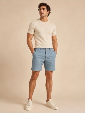 burnside Light Blue Flat Front Men's Shorts